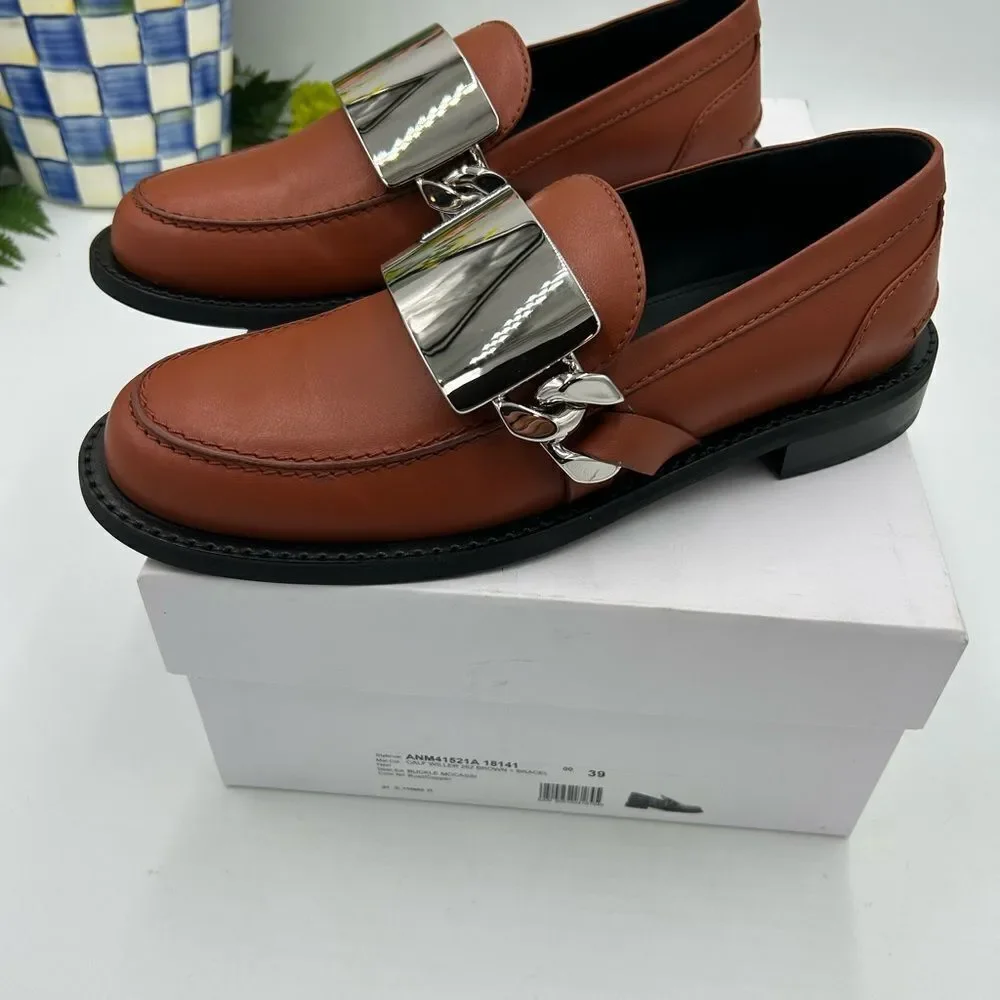 Men’s JW Anderson, gourmet chain leather loafers size 39 made in Italy